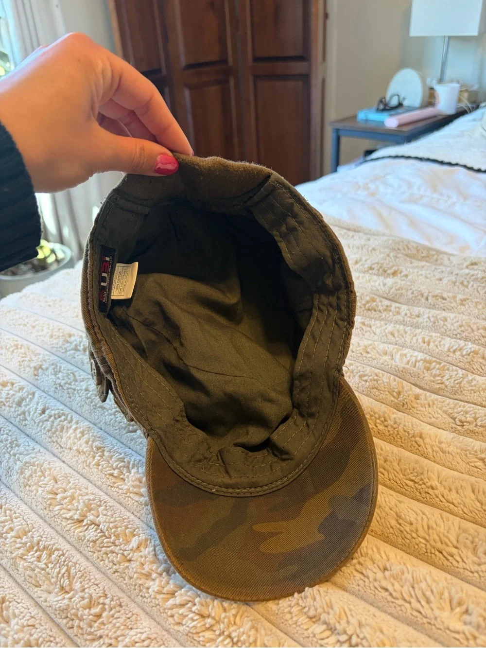 Camo Military Cadet Cap - Olive Green